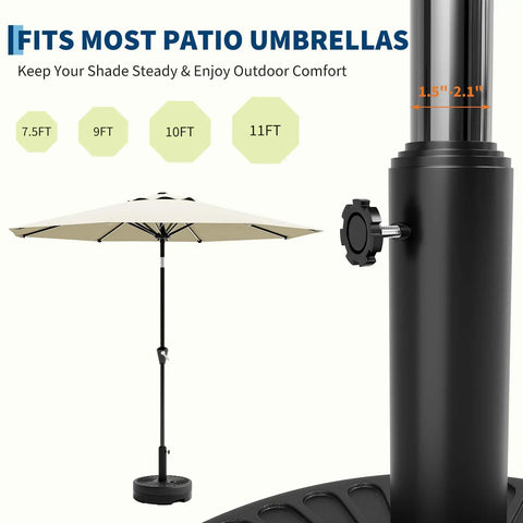Heavy Duty 80Lb Patio Umbrella Base Built Tough To Keep Your Shade Standing In Wind With Adjustable Pole Adapter Fits 1.5-2.1 Inch Poles