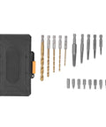 Essential Screw Extractor Set For Broken Bolt Removal With Hex Shank Twist Drills And Screwdriver Bits Including Spiral Tool Kit In Storage Box, 19pc