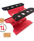Aluminum RC Car Repair Stand With 360 Degree Rotation, Pro Grade Build, red adjustable height, screw tray visible