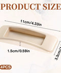 Product size dimensions of 4 Pcs Self Stick Instant Cabinet Drawer Handles Adhesive No Drill Mounting, khaki plastic handle.