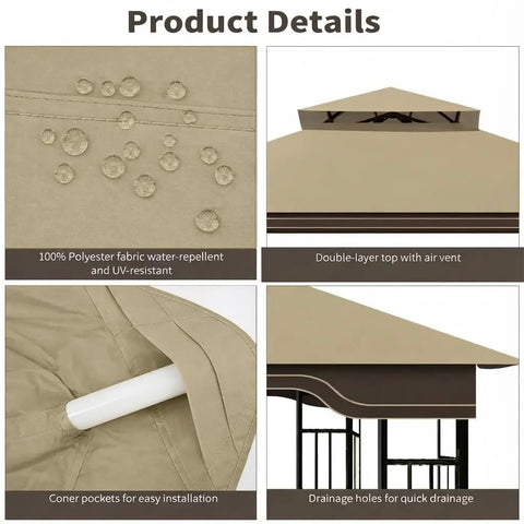10x12 Regency II Gazebo Canopy Replacement for Model LGZ798PST Tough As Nails Heavy Duty Ripstop Waterproof cover details