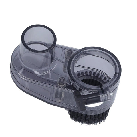Slick Transparent CNC Router Dust Shoe For 45mm Spindle, showcasing a clear design with vacuum port and nylon skirt.