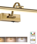 Super Sleek Wireless Picture Light For Wall Featuring Rechargeable Led Art Display With Remote Control Smooth Dimmable 3Cct Brightness Brass Sconce