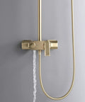 UBNMIUBV Rainfall Shower System Gold, Luxury Brass Shower Faucet Set with Hand Sprayer and Tub Spout, Wall Mounted Mixer Tap, water flowing.