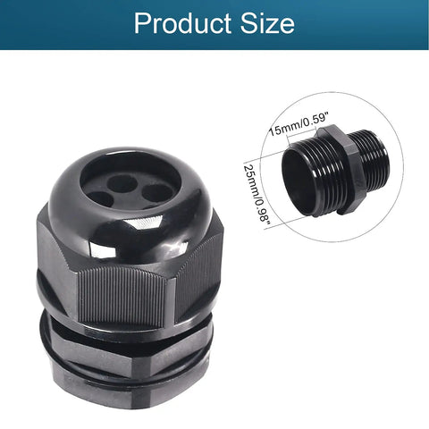 Five Hole Nylon Cable Gland IP68 Waterproof With Adjustable Locknut, 25mm Thread, Easy Install, Dustproof Sealing Grommet