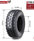 GNCC Race ATV Tires 22x7-11 Set Of 2 For Honda Recon 250 showing tire dimensions and tread pattern for off-road performance.