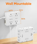 Real Deal Flat Plug Power Strip With 10 Foot Extension Cord Featuring Eight Widely Spaced Outlets And 4 Usb A Plus 4 Usb C Fast Charge Ports Perfect For Your Everyday Desk Setup Home Office Or Dorm Room Essential White, wall mountable design with USB ports.