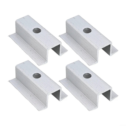 Solid Solar Middle Clamp For PV Panel Frame Height 25 To 50 Mm Aluminum Alloy Erosion Resistant Mounting Bracket 4 Pack