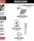 Modern Single Handle Chrome Tub And Shower Trim Kit With Single Spray Touch Clean Shower Head Valve Not Included Rough In Valve Sold Separately For A Slick Dope Bath Upgrade dimensions chart.