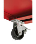 Heavy Duty Mobile Workbench With Adjustable Shelves And Durable Wood Top Roll Out Tool Storage Cart swivel caster wheel detail.