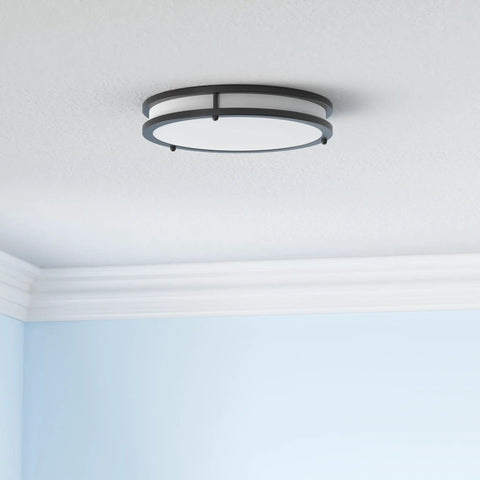 Two Pack 36W LED Ceiling Lights Black 13 Inch Flush Mount 3600 Lumens 2700K 3000K 4000K 5000K 6500K Color Changing Dimmable Fixtures For Kitchen Living Room Bedroom Dope Lighting showing matte black finish installed on ceiling