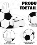 12 Pack Soccer Themed Party Favor Bags With Handles, kraft paper, showing pattern and handle details for kids and grownups