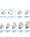 Heavy Duty Worm Gear Hose Clamps Kit Made From 304 Stainless Steel With Adjustable Range From 8 To 38 mm Perfect For Plumbing And Water Pipes Jobs That Need A Rock Solid Grip Every Single Time, size chart