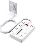 Power Strip With USB Ports And Surge Protector, Flat Plug, Eight Widely Spaced Outlets And Six USB Ports Including USB C, Five Foot Cord