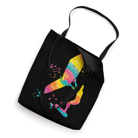 Dope Tie Dye Wing Foil Wingboarding Tote Bag For Wing Surf Fans And Coaches 16 By 16 Inches Carryall, black with colorful design