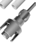 Dual Function Pipe Threader Kit With 1 Inch Dies For Internal And External Threads, metal tool with PVC pipe, electric drill compatible
