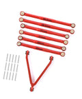 Axial SCX24 C10 1/24 RC Crawler Aluminum Alloy Suspension Rod Links Set Red Upgrade Parts CNC Machined For Lightweight Tough Rugged Performance And Durable Build For Serious Off Road Use, 6 red links and Y-link