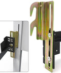 Close-up of 2 Pack Heavy Duty Model 711 Headboard Adapter Brackets, metallic steel connectors for bed frame assembly.