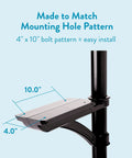 All Weather Aluminum Mailbox Post Built For Outdoors With A Tough As Nails Lightweight Feel, Powder Coated Finish, Compatible With Codes F G H, Model 7510B10 Black, Ready For Rain Snow And Coastal Climates showing mounting hole pattern