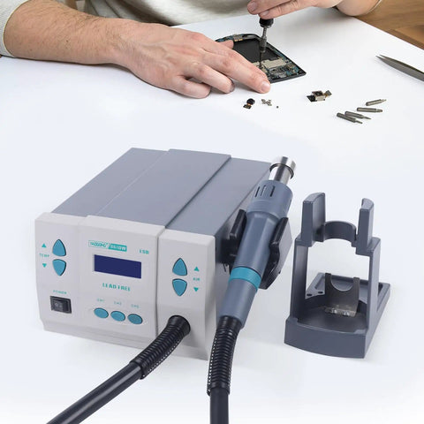 Powerhouse 1000W 110V Digital Hot Air Rework Station with LCD Display and Soldering Hot Gun in repair setting