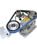 Tough As Nails 550 Watt Belt Sander Featuring Dc Brushless Motor and Weighted Base Column, showing belt, pulleys, and motor details.