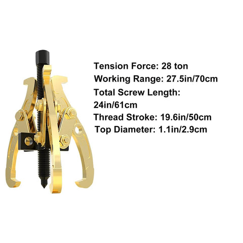 Shop Ready Heavy Duty Adjustable Bearing Puller Tool Forged From Tough Carbon Steel With Secure Handle showing detailed specifications.