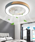 20 Inch Modern Wood Ceiling Fan With Light And Remote Low Profile Bladeless Ceiling Fan For Bedroom Or Living Room Dimmable 3 Color LED 6 Wind Speeds Quiet Energy Saving Indoor Fixture Easy Install
