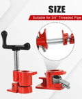 Built Tough 8 Pack 3/4 Inch Wood Gluing Pipe Clamps For Daily Shop Work Top Shelf Threaded Pipe Fixture mechanism detail.