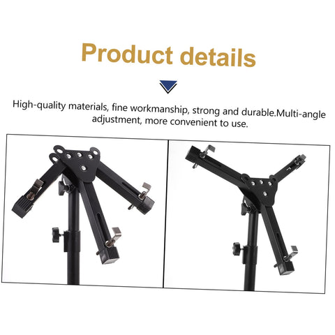 Heavy Duty Folding Snare Drum Stand With Smooth Height Adjustments For 12 Inch Practice Pads Grab And Go Black Tripod Rack with multi-angle adjustments.