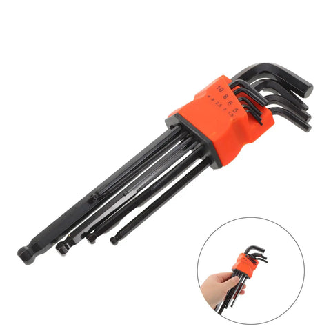 Pro Grade 2 Set High Carbon Steel Hex Wrenches With Ball And Flat Ends For Tightening Bike Bolts And Pro Maintenance Work That Hits Different Without The Hand Pain Or Slip Ups. hex key set with sizes 1.5-10 mm in orange holder