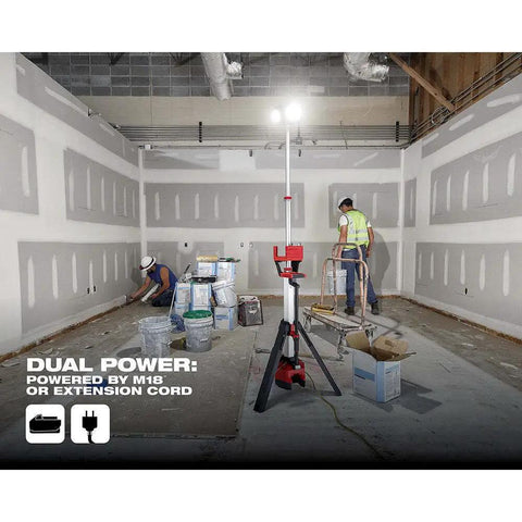 Heavy Duty Tower Light With Built In Charger For Job Sites 6000 Lumen TrueView Lighting illuminating construction site