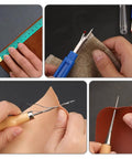 Heavy Duty Upholstery Repair Kit With Leather Sewing Set, Waxed Thread, Assorted Needles And Awl For DIY repairs shown in use