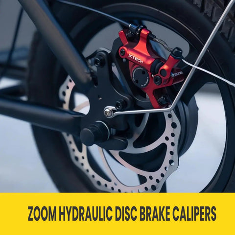HB-100 Cable-Actuated Hydraulic Disc Brake Caliper Set for MTB, Road and E-Bike Front and Rear Pair With Built-In Brake Oil Upgraded Line-Pull Clamp Red Finish for Fast, Smooth Stopping on bike wheel