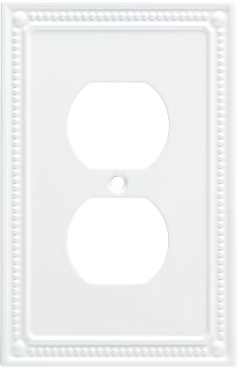 Classic Beaded 3 Pack Outlet Covers And 1 Gang Wall Plates In Pure White For Single Duplex Switches