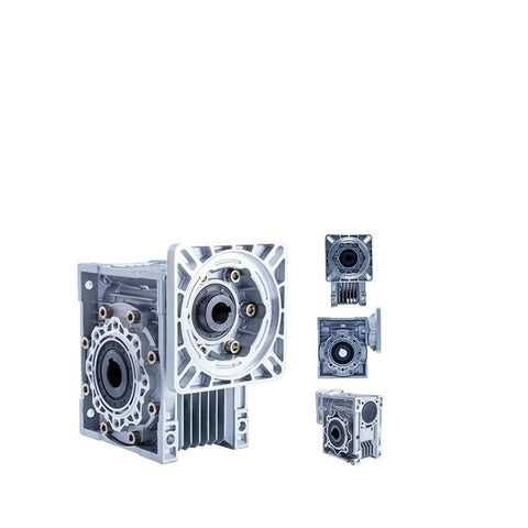 Beefy Worm Gear Reducer With 14mm Input Shaft, Adjustable Reduction From 5 To 1 Up To 100 To 1, Ideal For CNC, Robotics, And Automation, FA 80B14 Compatible, TKM28B 7.5 Series Gearbox, Durable Metal Gear Set For Heavy Duty, shown in multiple angles