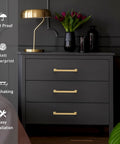 Dresser with Champagne Bronze Cabinet Pulls Set, 5 Inch Center To Center, 5.7 Inch Overall Length, zinc alloy, modern style