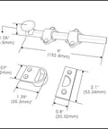 Solid Brass Dutch Door Bolt 6 Inch Antique Brass Built Tough For Everyday Use Door Latch With Mounting Hardware Easy Install For Home Improvement And Decor Made In Taiwan, technical diagram showing dimensions and components