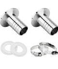Two stainless steel 1.5-inch tri-clamp to 1-inch barb fittings with silicone gaskets and hose clamps (2-pack)