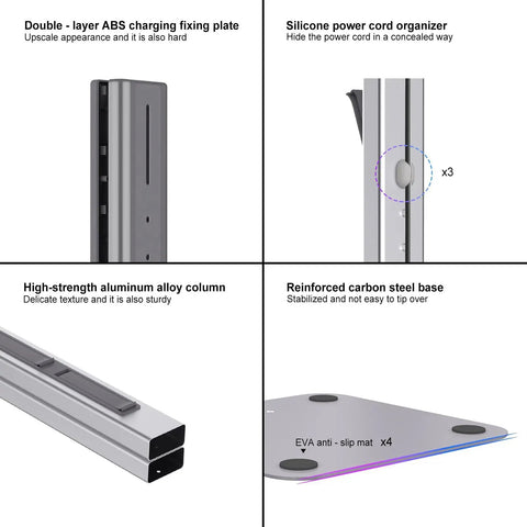 Dyson Vacuum Stand With Foldable Storage Hooks Heavy Duty Carbon Steel Base No Drill Wall Mount Space Saving Organizer design details