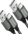 6ft USB A To USB C Cable 2 Pack Fast Charging Cord Type C Charger High Speed 3A Output QC 3.0 Compatible Data Sync Up To 480 Mbps Dope Durable Nylon Braided Cable close-up of USB-A and USB-C connectors