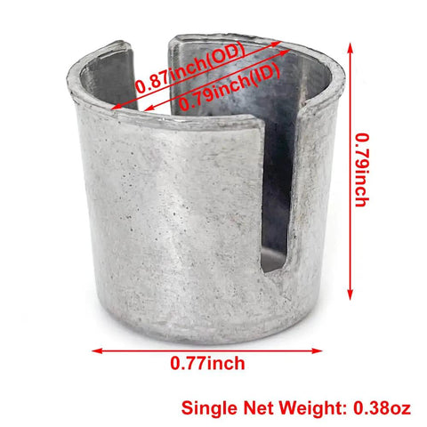 4 Piece Battery Post Shims Caps Adapters For Positive Or Negative Posts Terminal Sleeves And Repair Kits For Worn Or Damaged Or Loose Posts Auto Battery Terminal Repair Tools with dimensions shown.