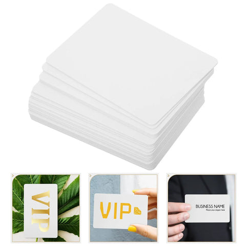 20 Pack Of Top Shelf Blank White Pvc Id Cards Sized At 85X54MM crafted for straight up double sided printing displayed in stacks.