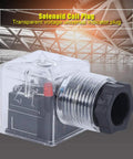 Close-up of Five Pack Transparent Hydraulic Solenoid Coil Plugs With Light Indicator DC24V Universal Solenoid Coil Connector