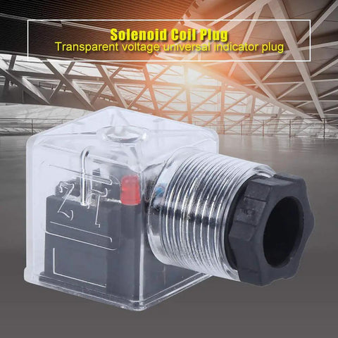 Close-up of Five Pack Transparent Hydraulic Solenoid Coil Plugs With Light Indicator DC24V Universal Solenoid Coil Connector