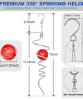 Spiral Tail Gazing Ball Wind Spinner 13 Inch Stainless Steel With 360 Degree Swivel Hook Red Crystal Glass Orb optical illusion hanging decor