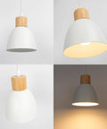 Kiven Instant Light Conversion Kit for 4/5/6inch Hole, metal pendant light with wooden accent, 6.3in diameter.