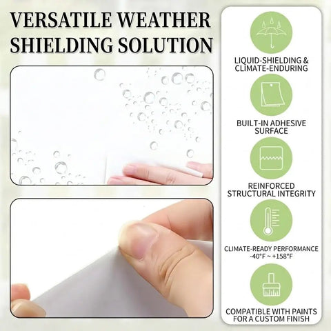 DIY Ready Vinyl Siding Repair Kit With Self Adhesive PVC Patches, Weatherproof Tape shown in versatile weather protection view