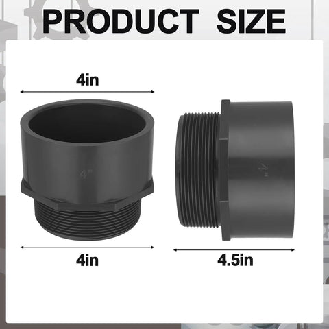 4 Pack 4 Inch PVC Pipe Fitting Male Adapter Schedule 80 Socket To NPT Connector For Water Irrigation And Plumbing Heavy Duty Industrial Grade Corrosion Resistant Built To Handle High Pressure And High Flow Leak Free, 4 in size view