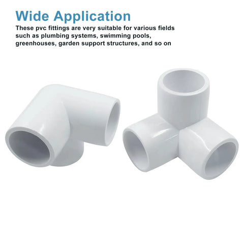 Four Pack Half Inch PVC Pipe Fittings Three Way Elbow Connector Beefy Heavy Duty Furniture Grade Corner Fittings for Shelves and Structures