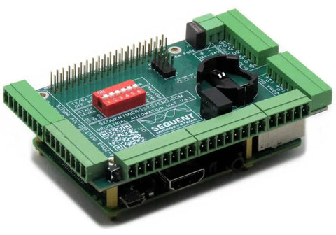 Badass Industrial Automation HAT For Raspberry Pi showing optically isolated digital IO and modular plug connections.